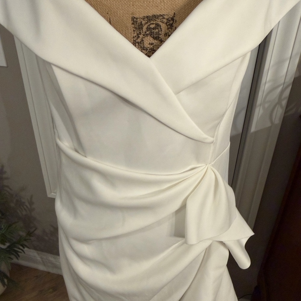 Xscape Asymmetrical White Dress - Picture 9 of 9